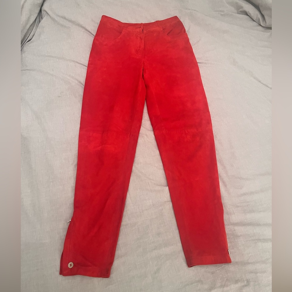 Vintage Gianni Versace red suede pants